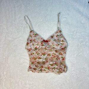La Hearts Floral Cherry Lace Tank